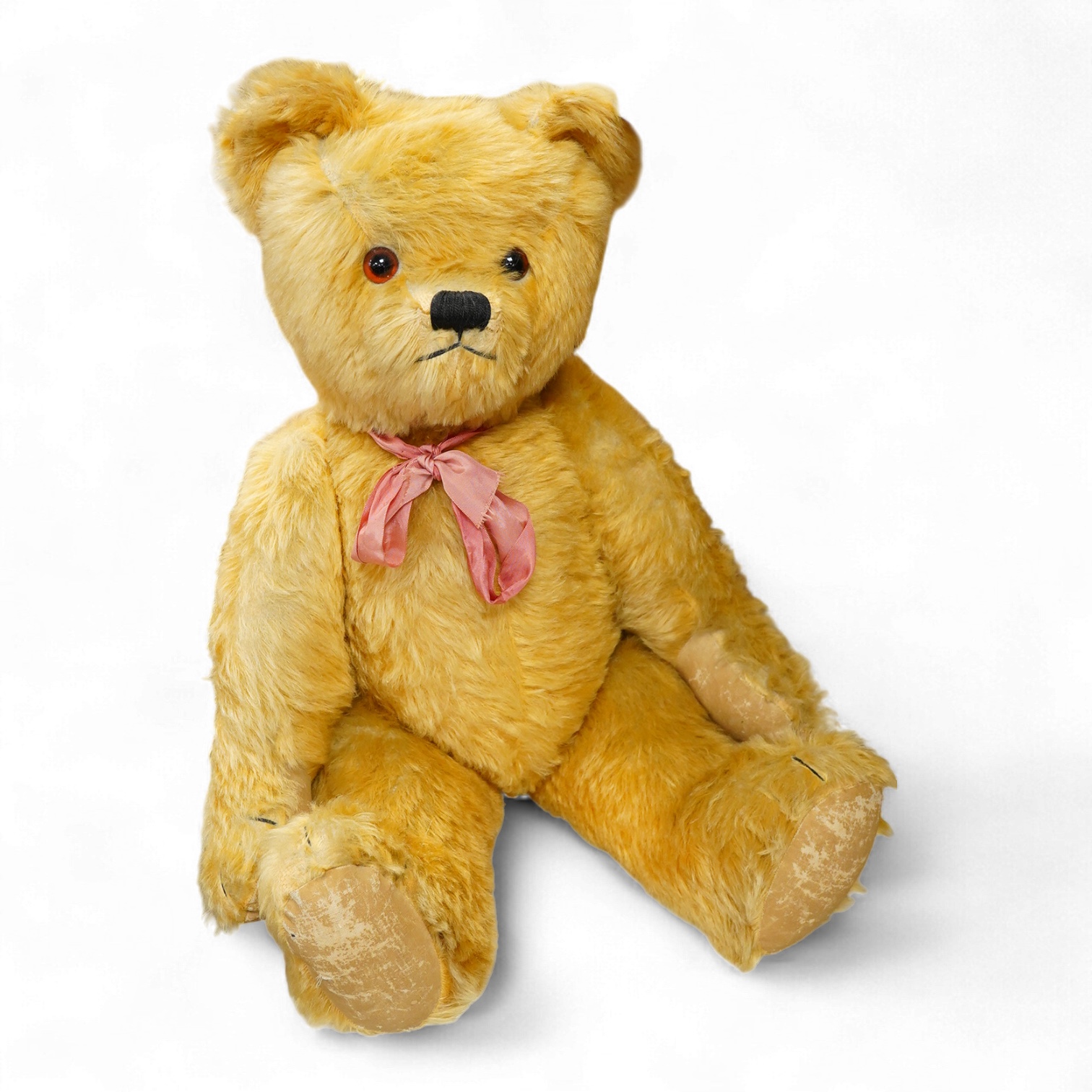 A large mid 20th century English mohair teddy bear with growler, 65cm